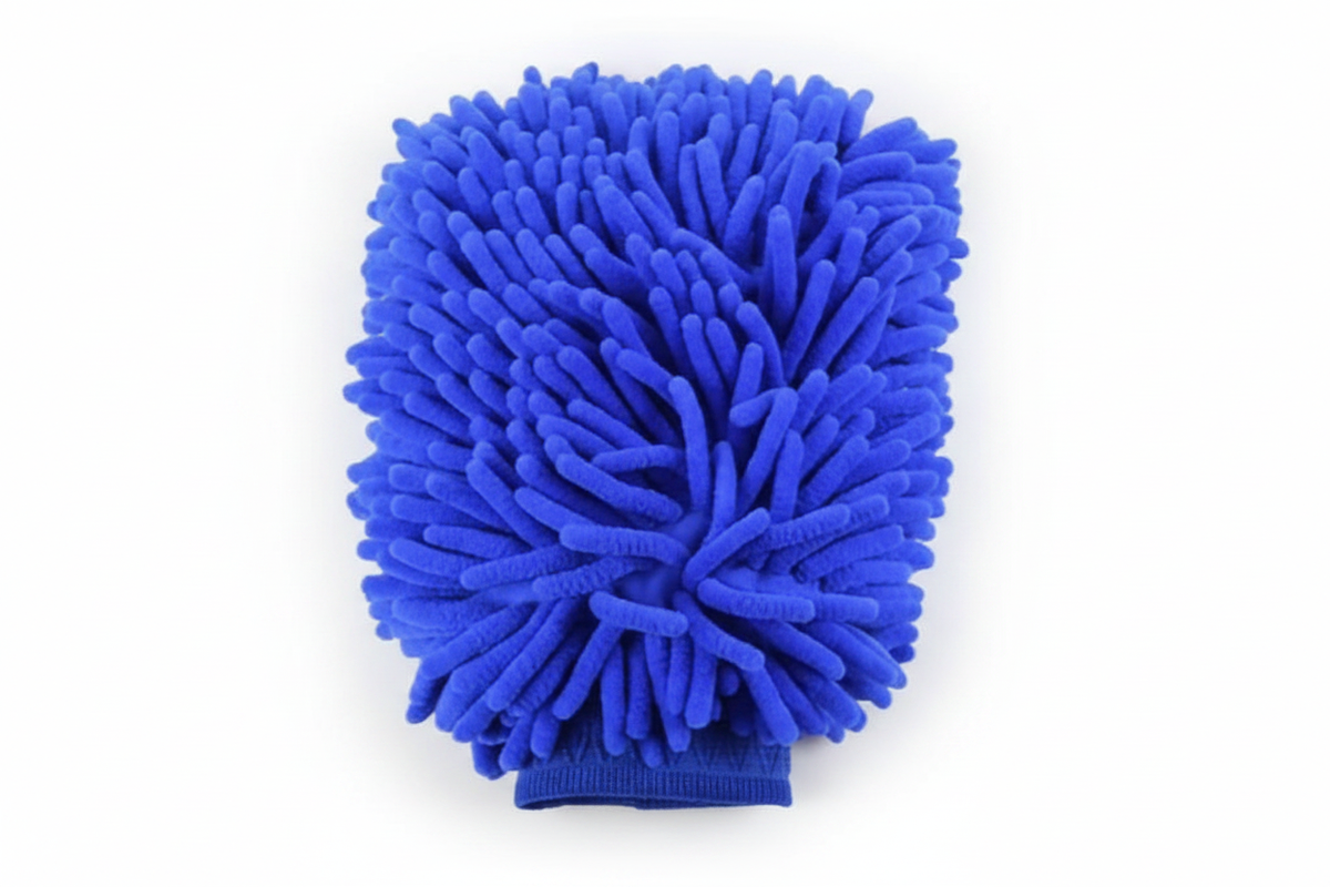Blue Microfiber Scrub Glove Product Shot